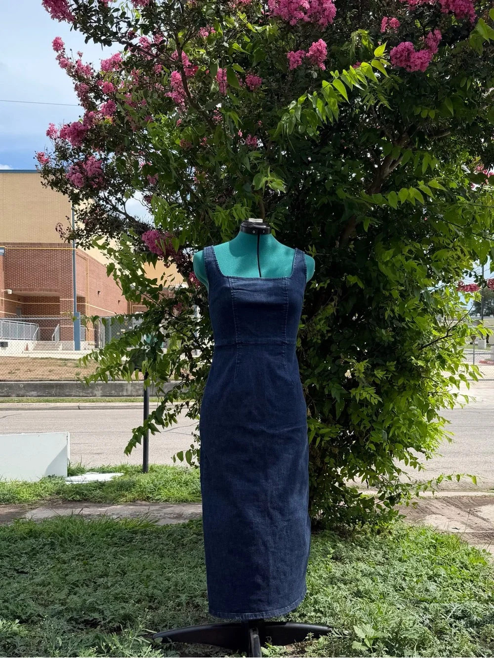 denim maxi dress gap UltraSoft Denim Zip-Front Maxi Dress